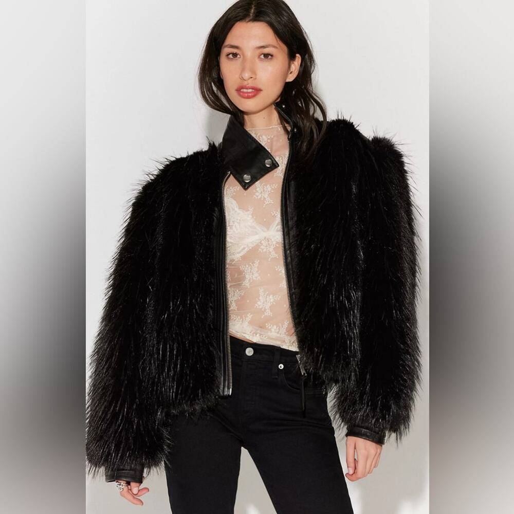 Free People Milana Faux Fur Biker Jacket